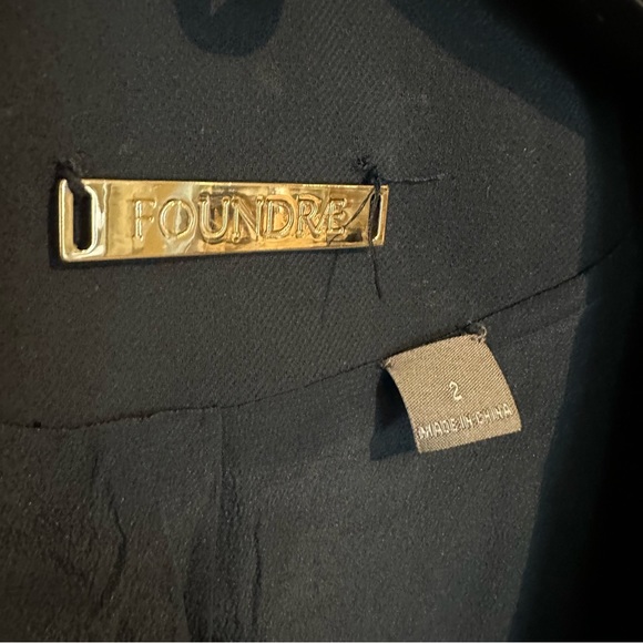 Foundrae Blue Cotton Lamb Leather Trim Silk Lining Jacket Size 2 - Picture 3 of 5